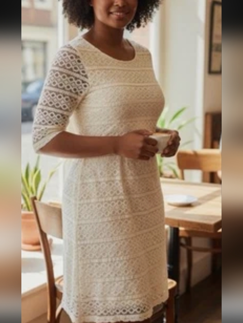 Banana Republic Lace Shift Dress in Cream